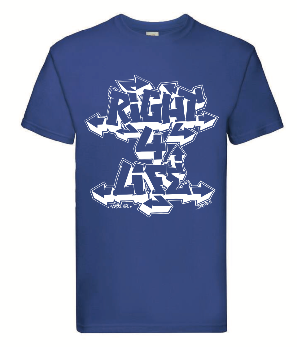 RIGHT 4 LIFE - STR HipHop logo - Bleu t-shirt